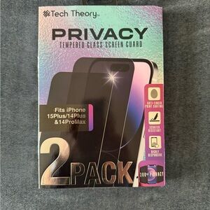 New Tech Theory Privacy Screen Guard 2-Pack fits iPhone 15plus/14plus&14ProMax.